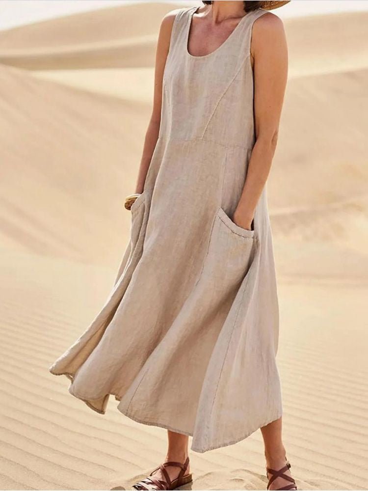 Maria | Ladies Sleeveless Pocket Maxi Casual Dress