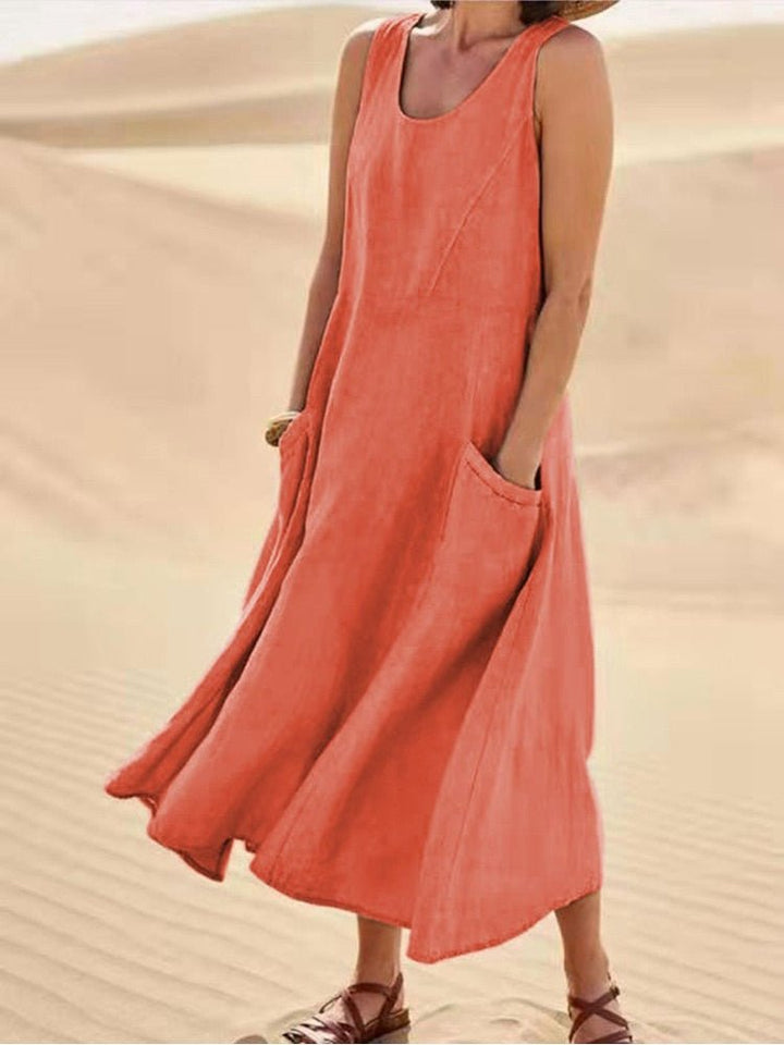 Maria | Ladies Sleeveless Pocket Maxi Casual Dress