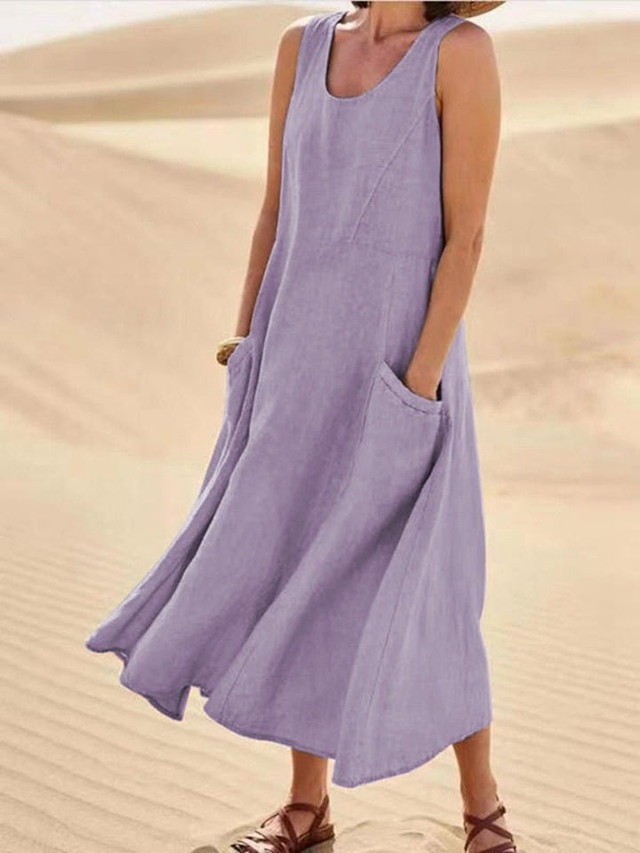 Maria | Ladies Sleeveless Pocket Maxi Casual Dress