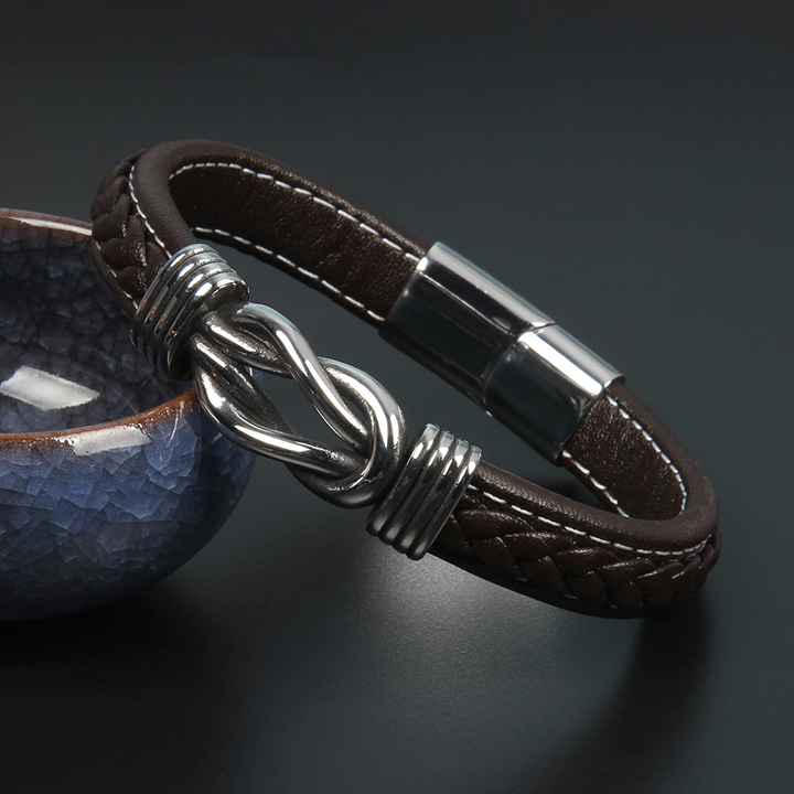 Infinity Bracelet Leather Knot Bracelet, view 2 - Elena Harper