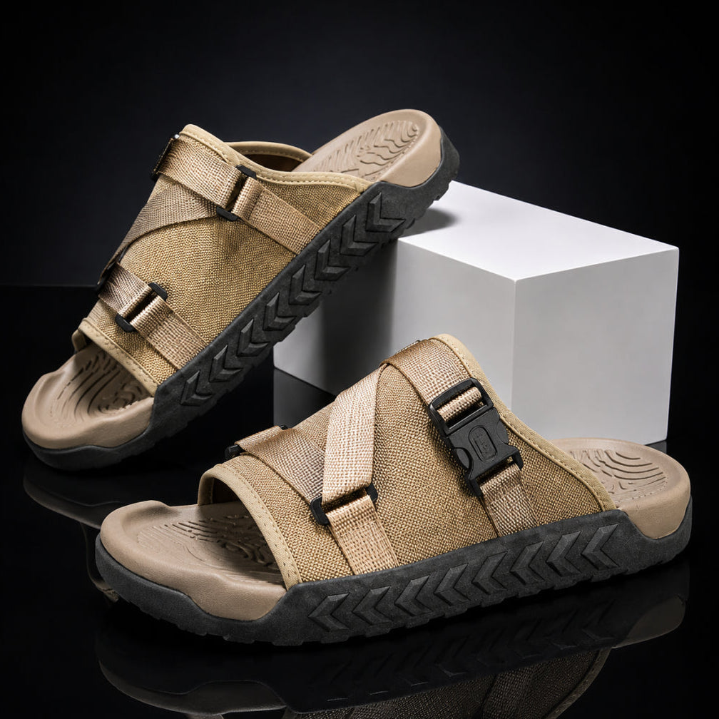 Hatton Sandals with Adjustable Cross Straps and Buckle Closure, view 4 - Elena Harper