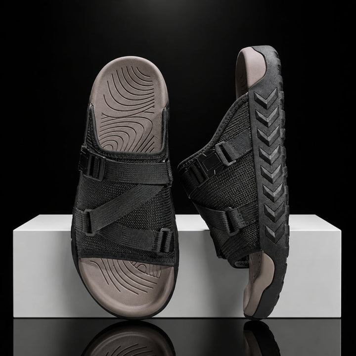 Hatton Sandals with Adjustable Cross Straps and Buckle Closure, view 2 - Elena Harper