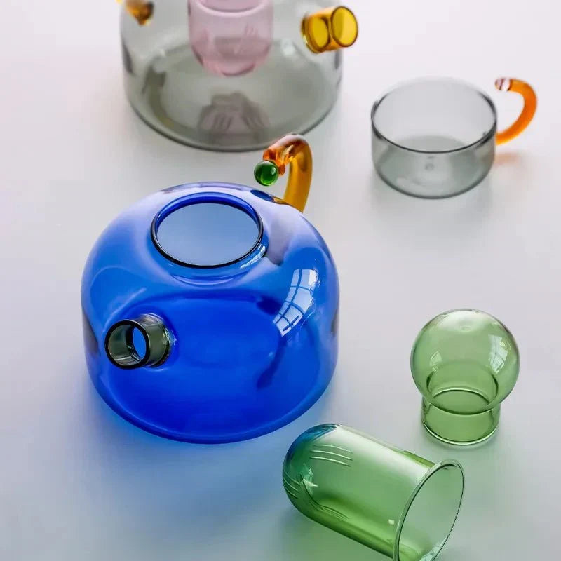 PrismBrew Elegant translucent kettle and mugs contrasting colors for stylish brewing, view 4 - Elena Harper