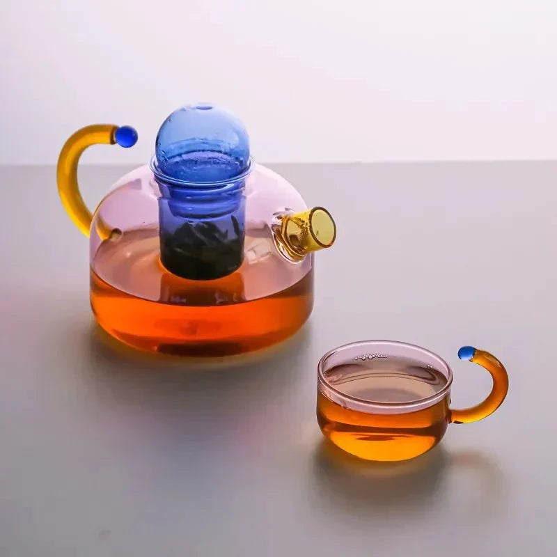 PrismBrew Elegant translucent kettle and mugs contrasting colors for stylish brewing - Elena Harper
