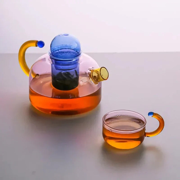 PrismBrew Elegant translucent kettle and mugs contrasting colors for stylish brewing - Elena Harper