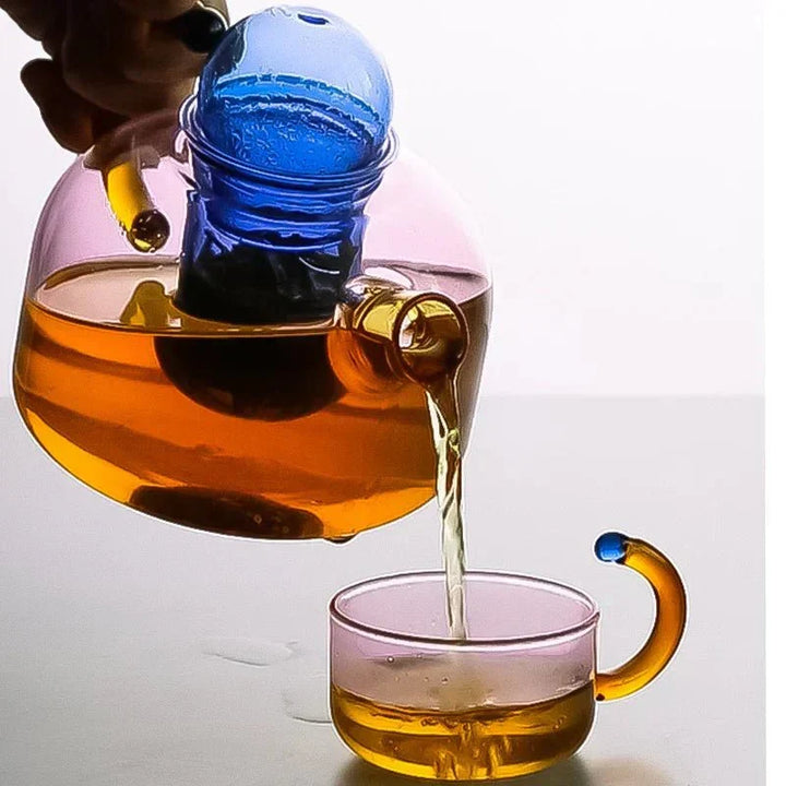 PrismBrew Elegant translucent kettle and mugs contrasting colors for stylish brewing, view 2 - Elena Harper