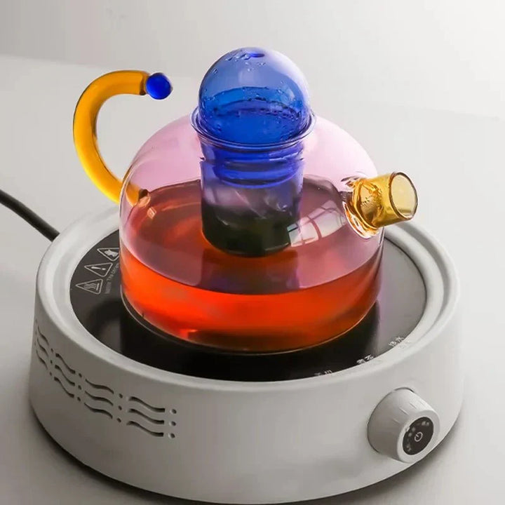 PrismBrew Elegant translucent kettle and mugs contrasting colors for stylish brewing, view 3 - Elena Harper