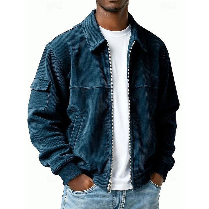Corduroy Blouson Jacket with Zipper for Men