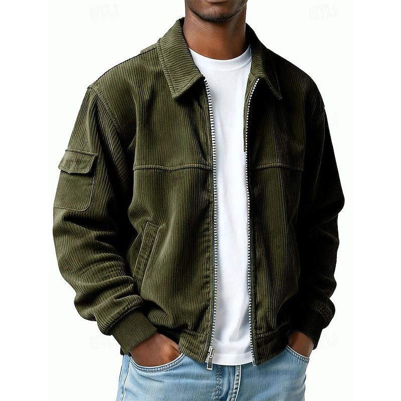 Corduroy Blouson Jacket with Zipper for Men