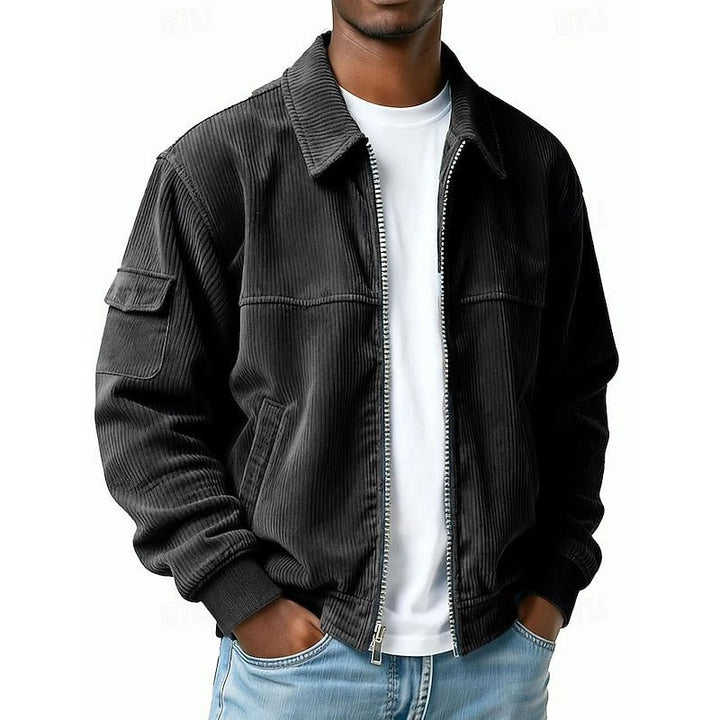 Corduroy Blouson Jacket with Zipper for Men