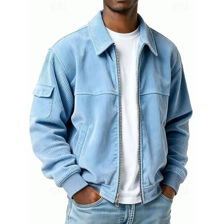 Corduroy Blouson Jacket with Zipper for Men