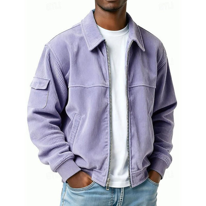Corduroy Blouson Jacket with Zipper for Men