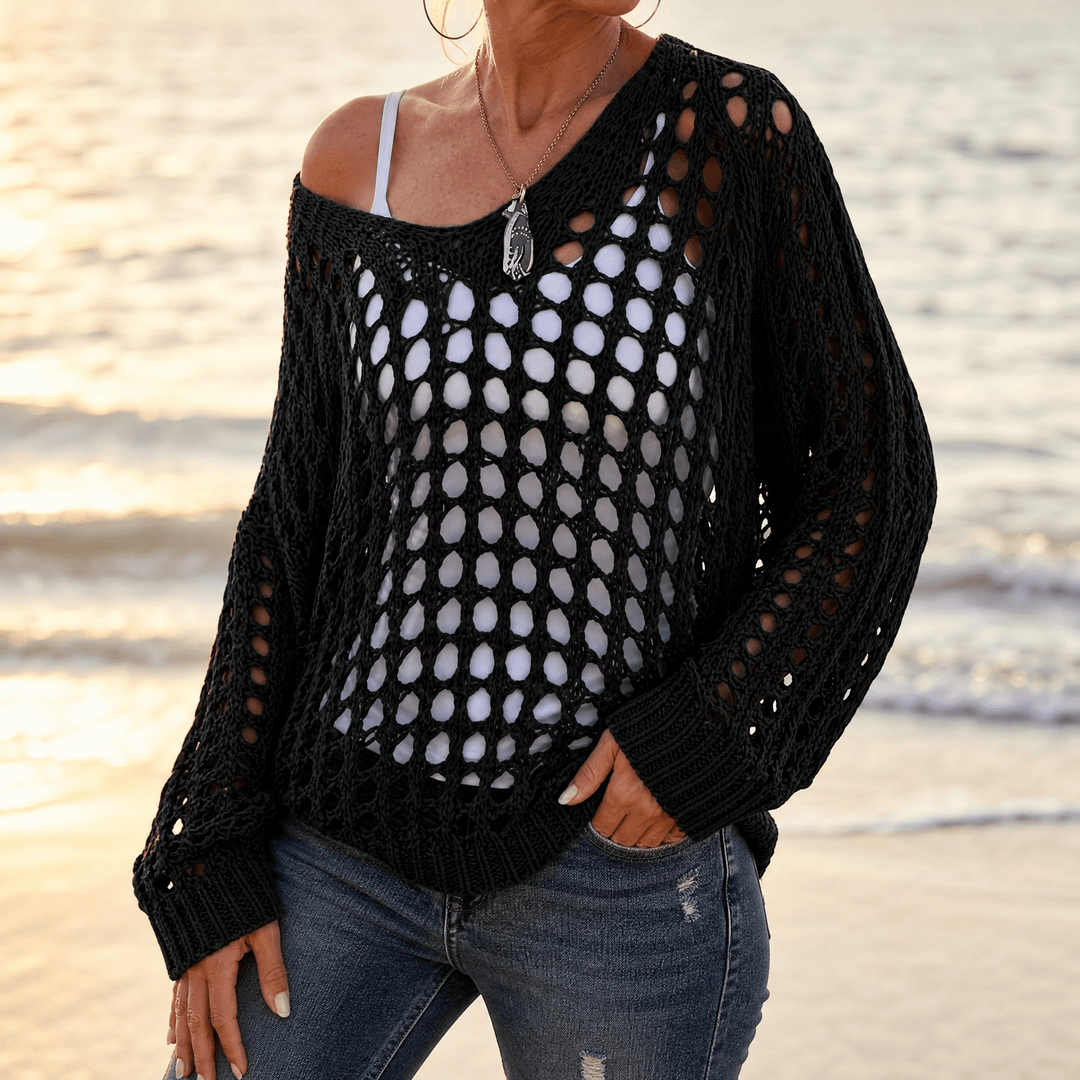 Covena Women's breezy crochet knit layering top - Elena Harper