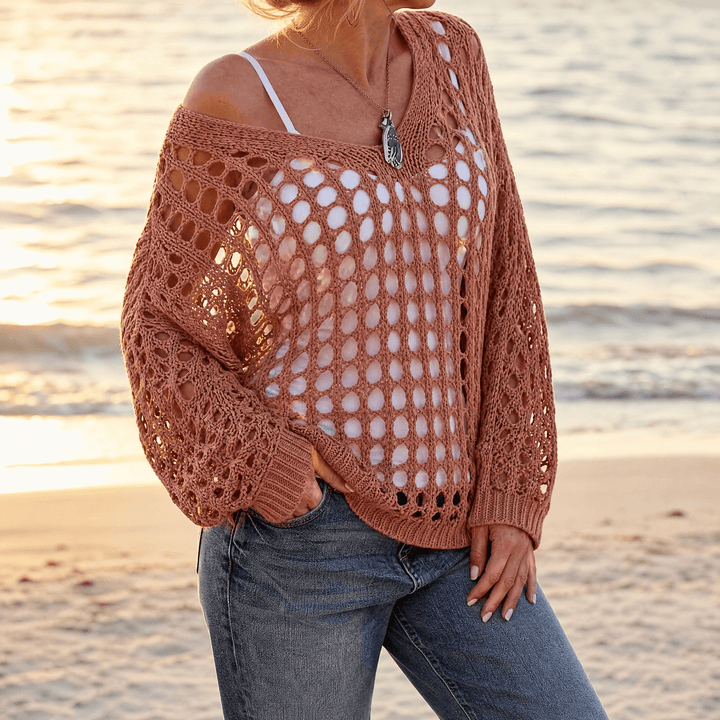 Covena Women's breezy crochet knit layering top - Elena Harper