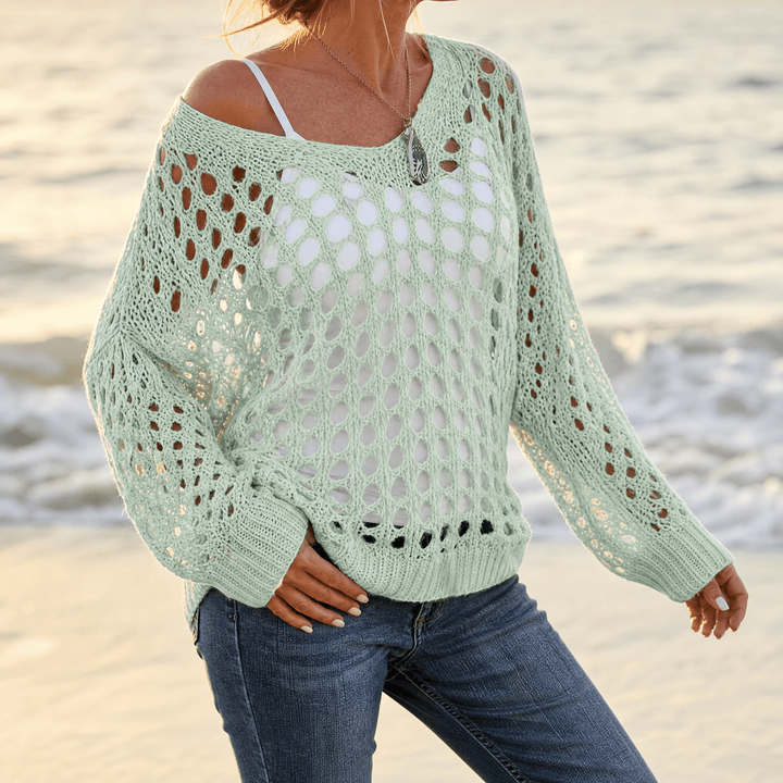 Covena Women's breezy crochet knit layering top - Elena Harper