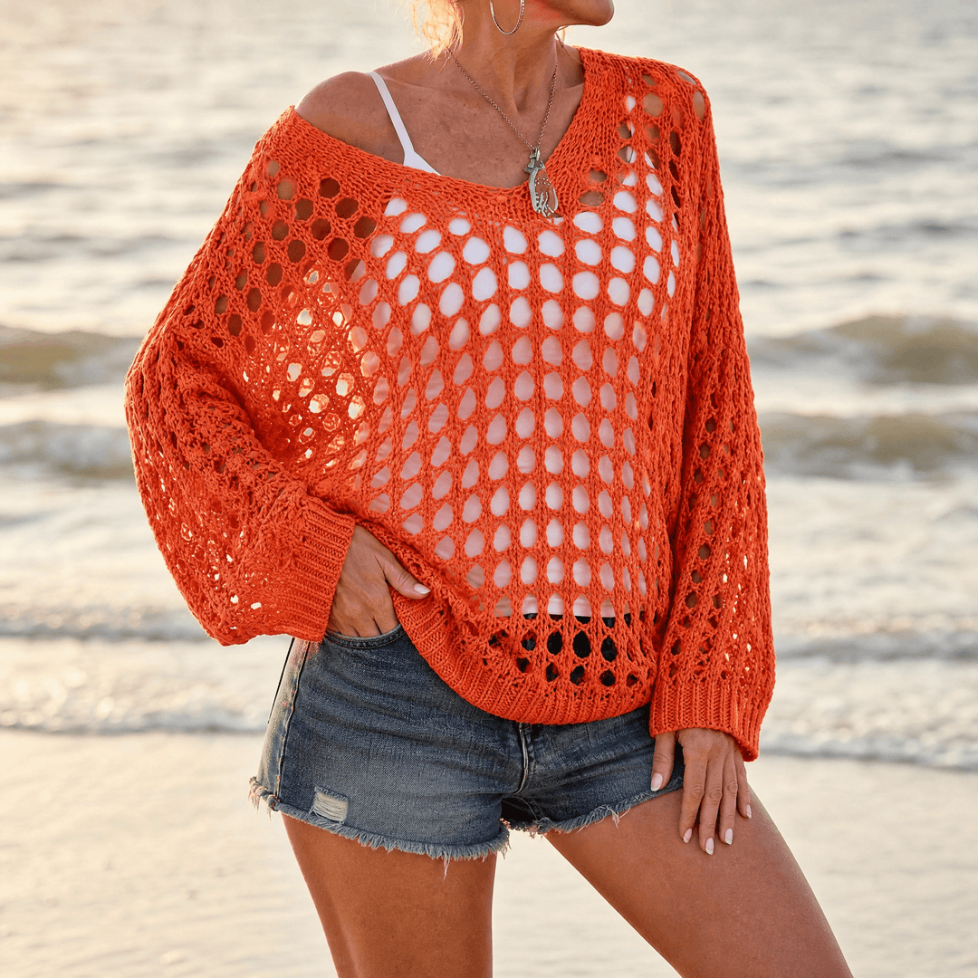 Covena Women's breezy crochet knit layering top - Elena Harper