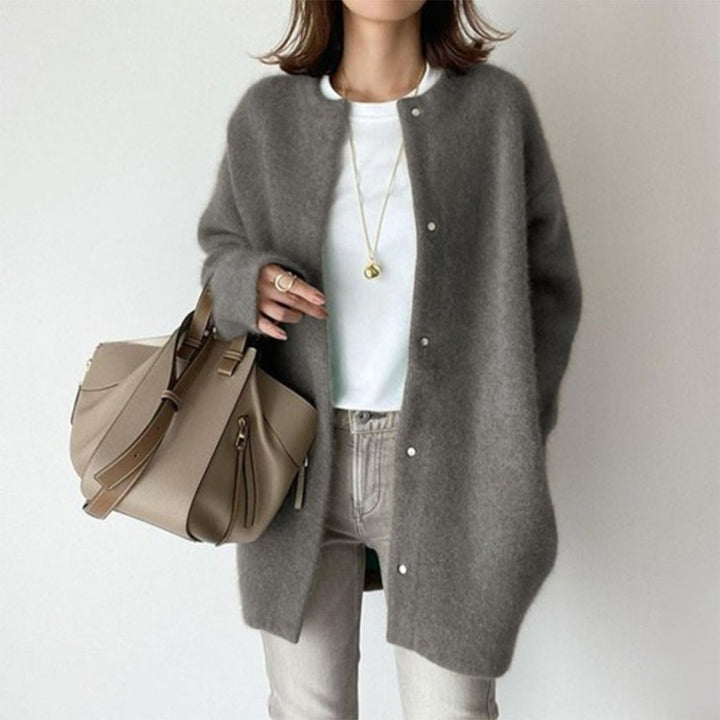 Cardigan for Women with Button Closure, Long Sleeves and Collar