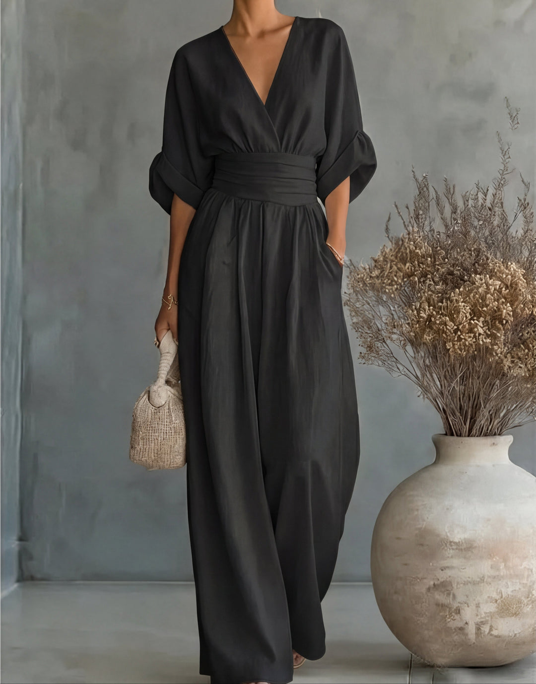 Daniela™  | Elegant V-neck Jumpsuit with Wide Legs