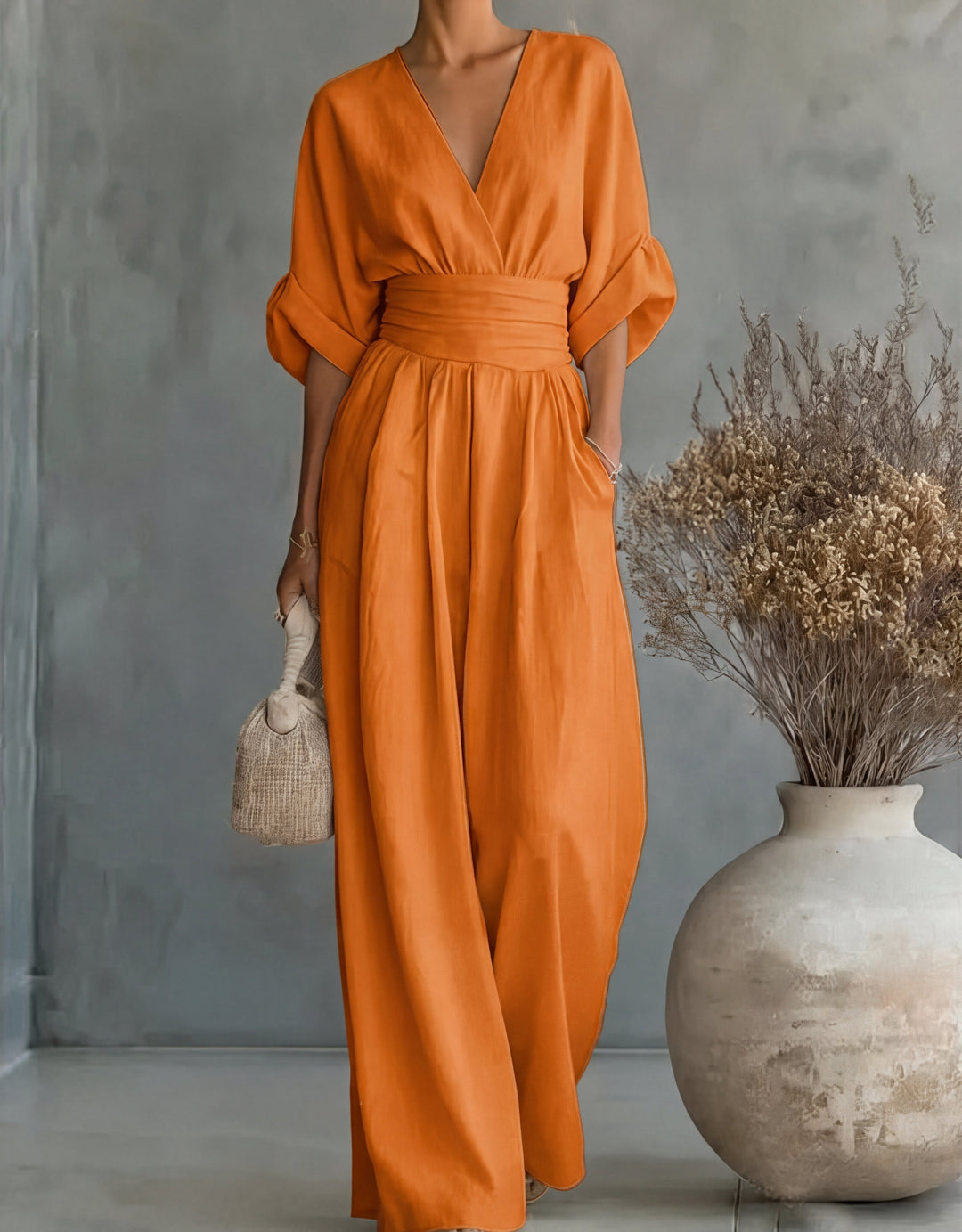 Daniela™  | Elegant V-neck Jumpsuit with Wide Legs