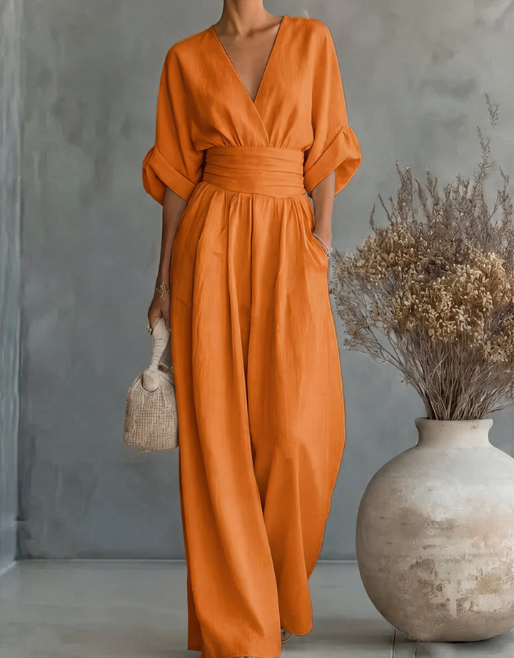 Daniela™  | Elegant V-neck Jumpsuit with Wide Legs