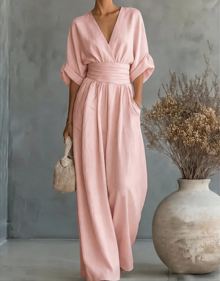 Daniela™  | Elegant V-neck Jumpsuit with Wide Legs