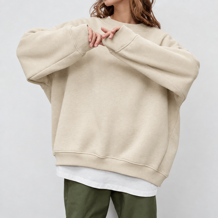 Ladies Oversized Sweatshirt – Cotton, Casual with Round Neck for Comfortable Daily Outfits