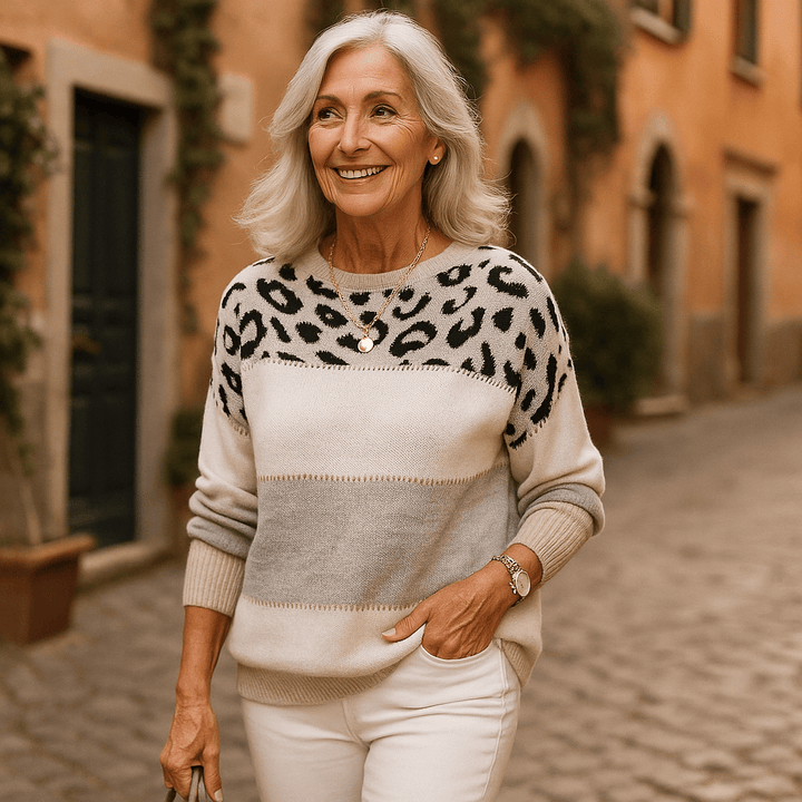 Emma & Rose leopard print knit sweater — women's knitwear