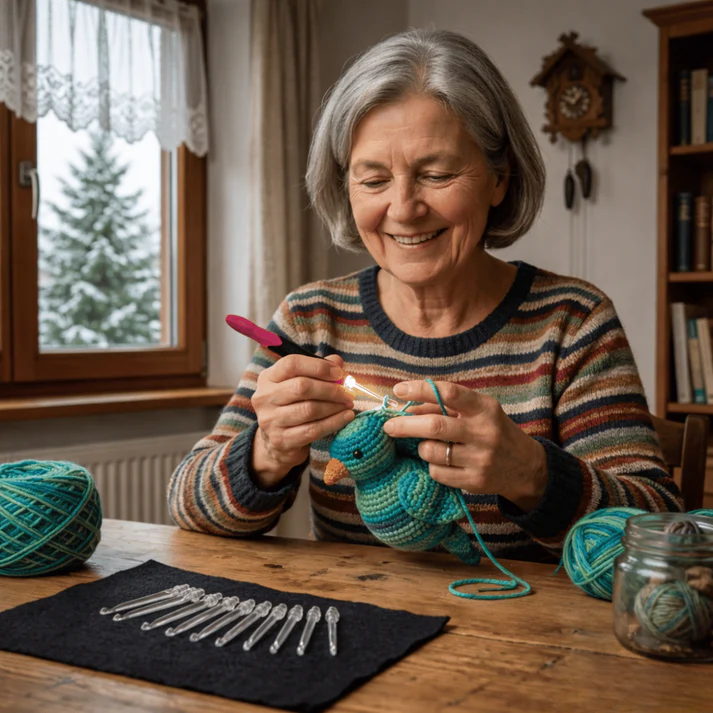 Crochet Hook Set With LED Light Interchangeable Tips And Better Visibility For Crafting Projects