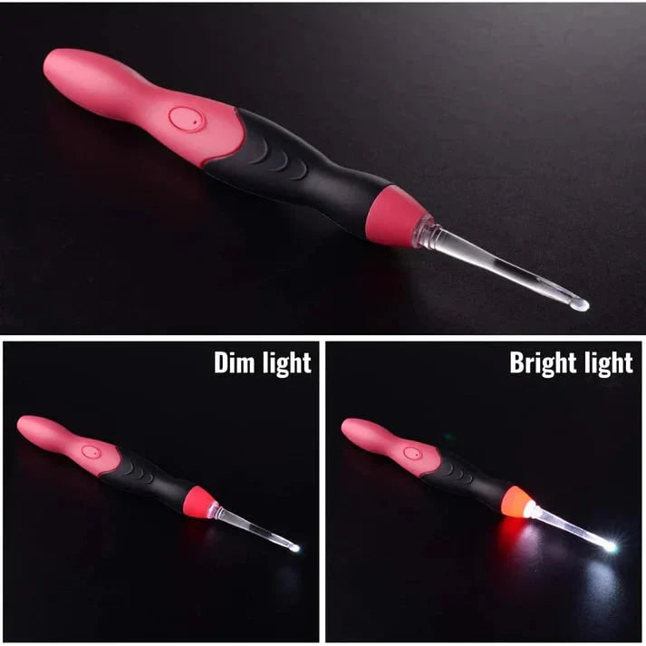 Crochet Hook Set With LED Light Interchangeable Tips And Better Visibility For Crafting Projects