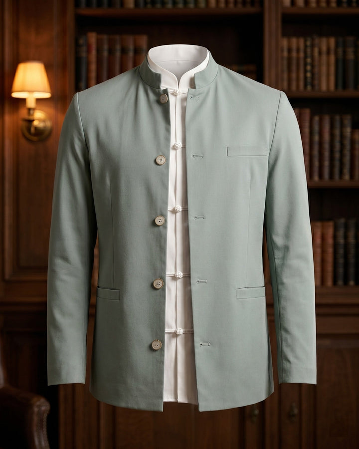 Harrington Oxford Mandarin Collar Waistcoat For Men, view 10 - Elena Harper