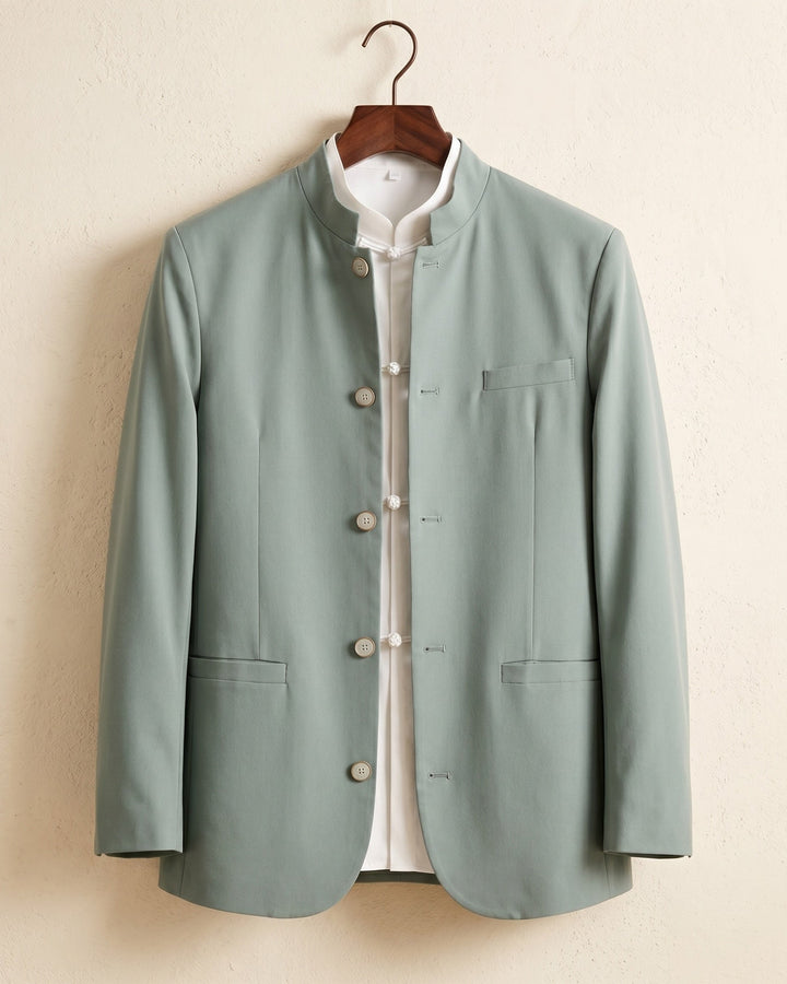 Harrington Oxford Mandarin Collar Waistcoat For Men, view 5 - Elena Harper