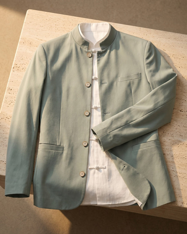 Harrington Oxford Mandarin Collar Waistcoat For Men - Elena Harper