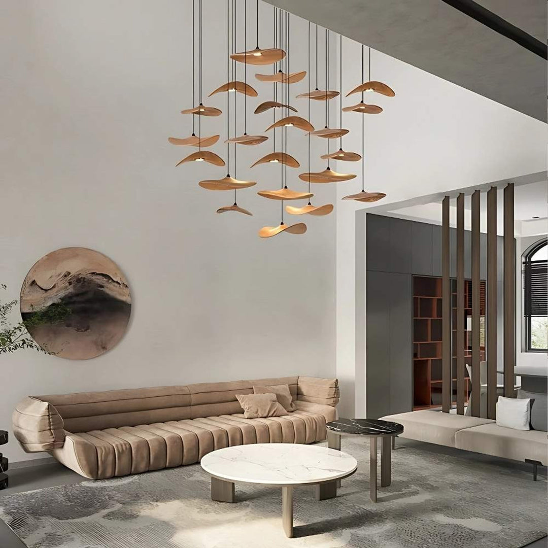 Curved Disc Pendant Chandelier With Cloud-Like Design