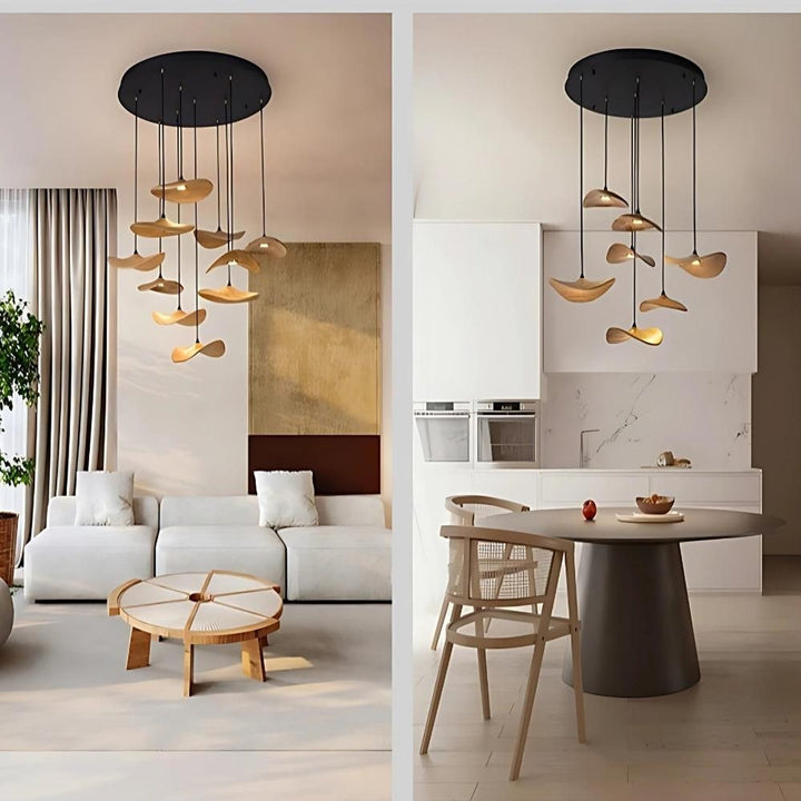 Curved Disc Pendant Chandelier With Cloud-Like Design