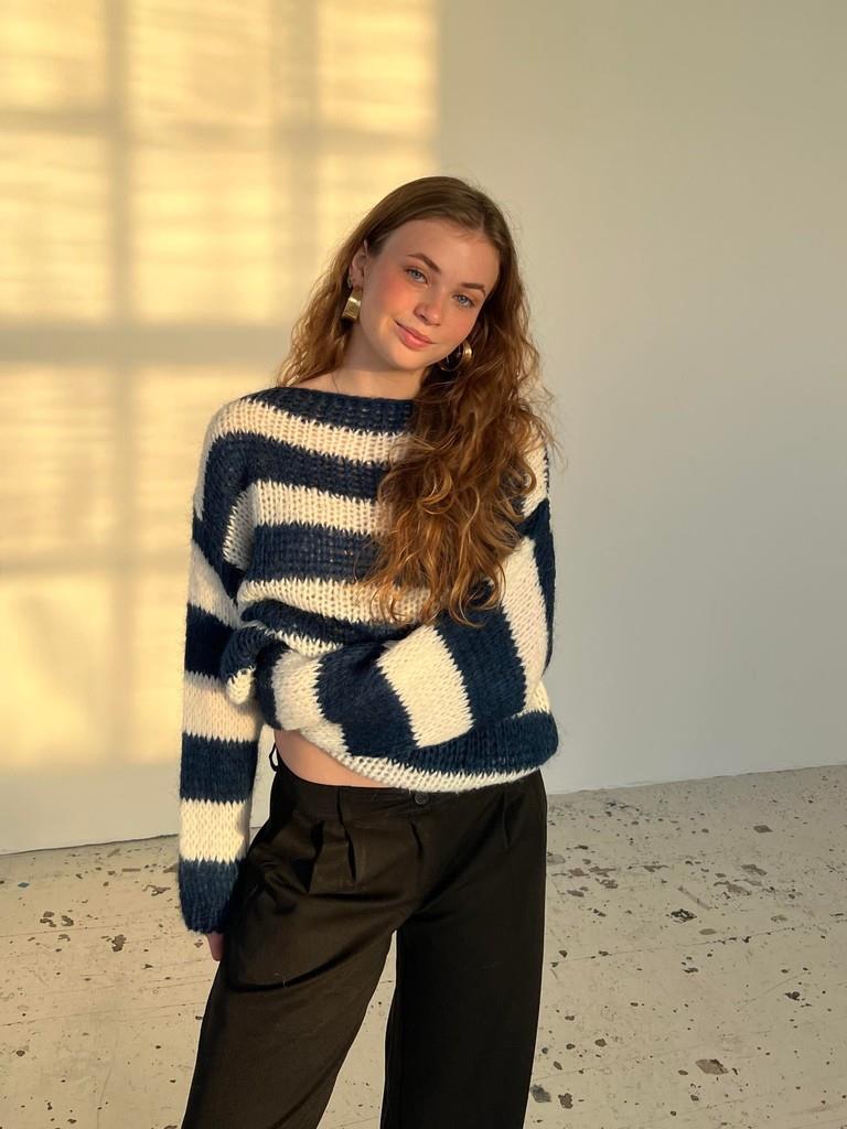 Knitted and Striped Oversized Women's Sweater Harper, view 4 - Elena Harper