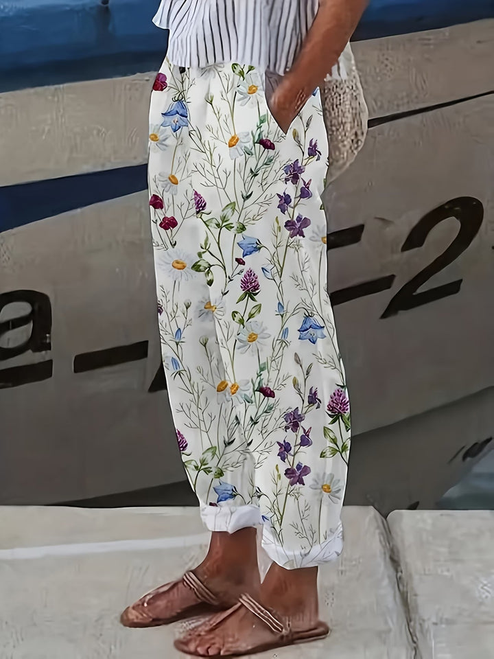 Rose Stylish Floral Summer Pants - Elena Harper