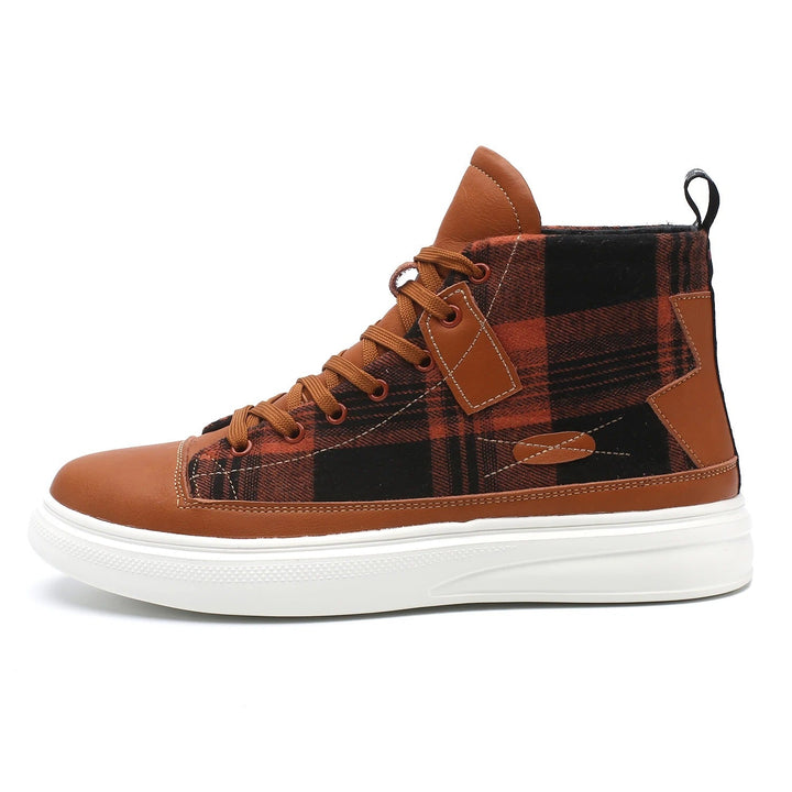 High-top plaid sneakers for men