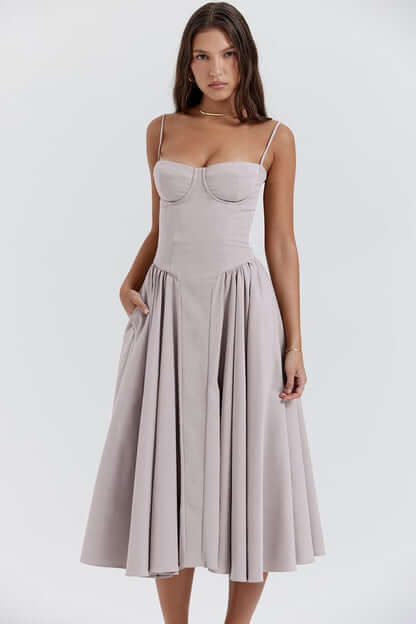 Women's Sleeveless Corset Fit Midi Dress