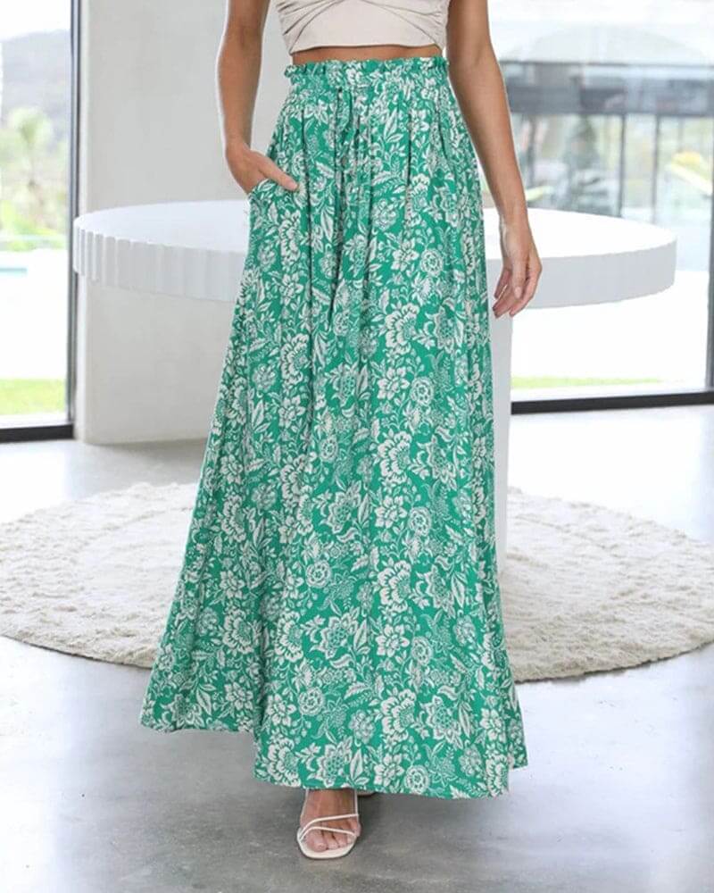 Women's Floral Wide-Leg Casual Trousers
