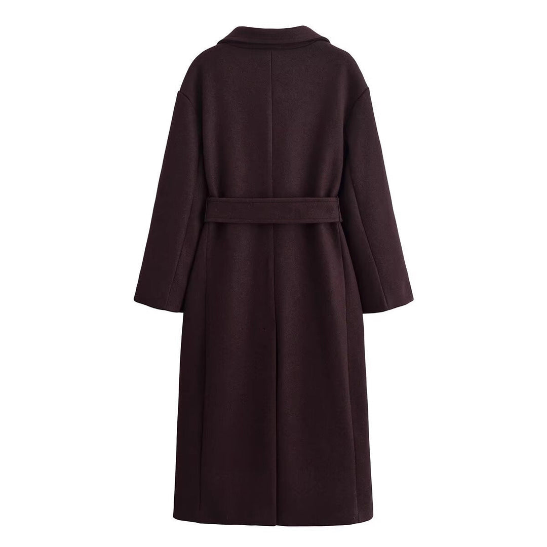 Premium Women's Wool Coat with Belt – Elegant Winter Model with Double Breasted Design