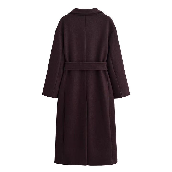 Premium Women's Wool Coat with Belt – Elegant Winter Model with Double Breasted Design