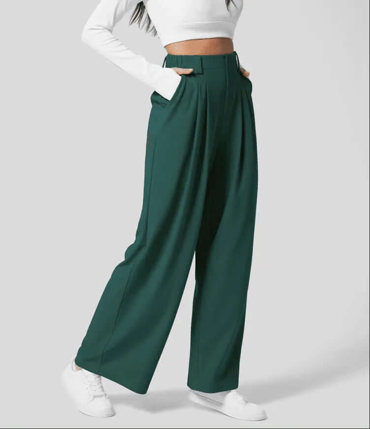 Women's Wide Leg Trousers - High Waist Tailored Fit