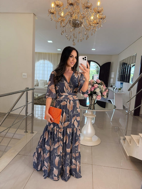Lella Stylish Maxi Dress with Floral Pattern - Elena Harper