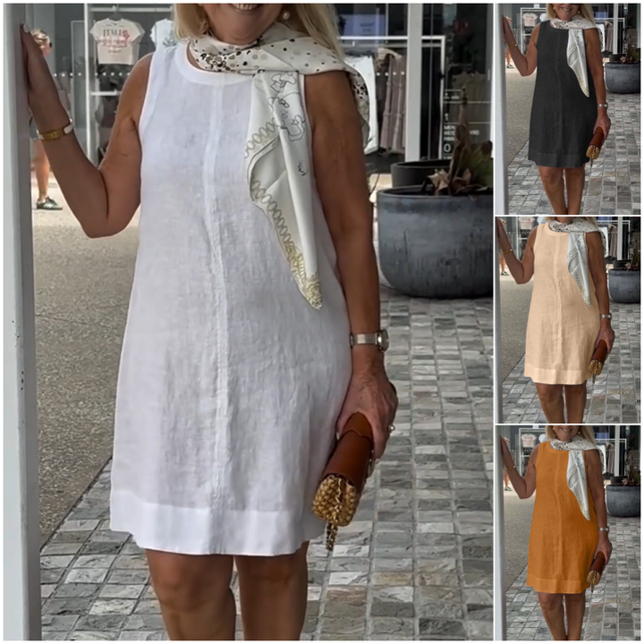 Amie Airy Summer Dress with Round Neckline, view 7 - Elena Harper
