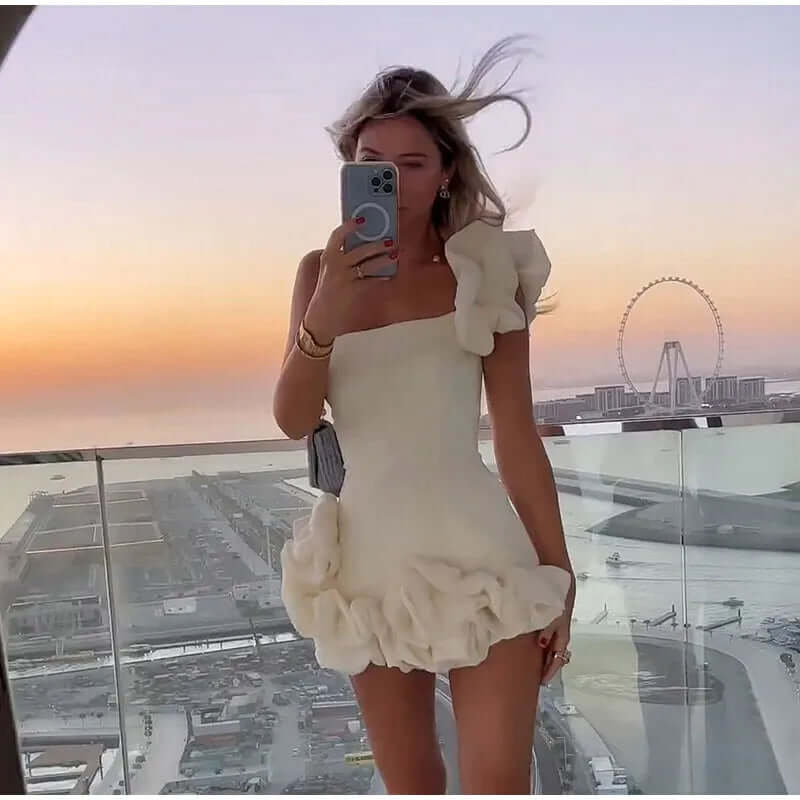 Women's Strapless Mini Dress with Ruffle Detail