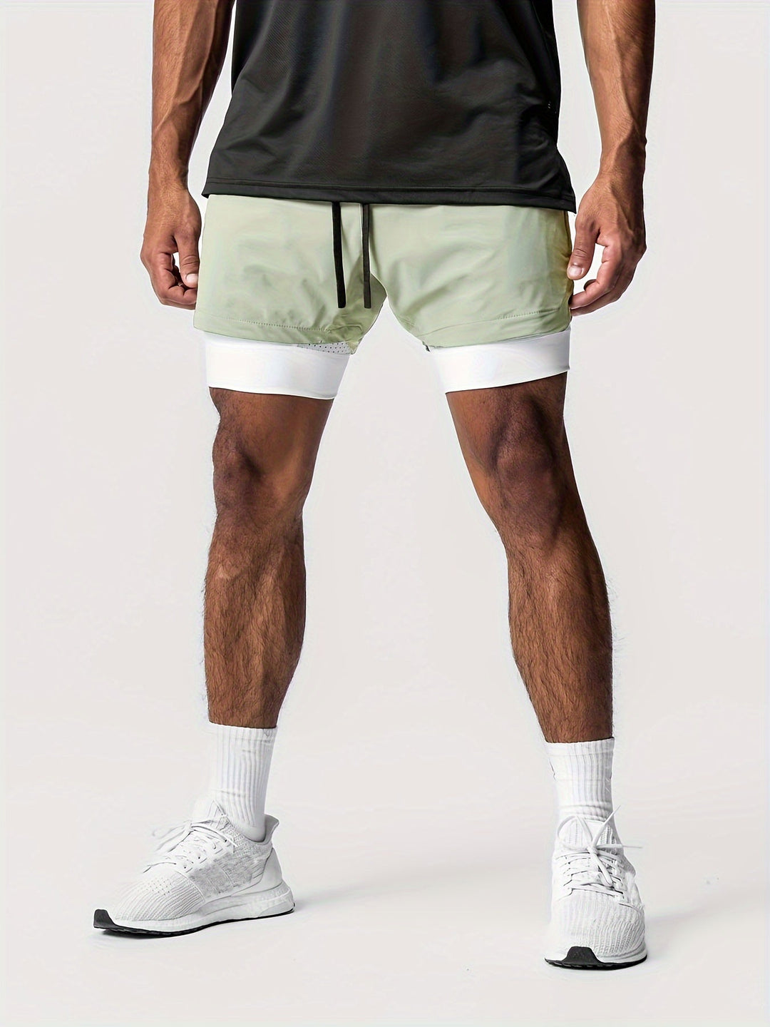 Men's Montarello 2-in-1 Sports Shorts with Compression Liner and Zipper Pocket