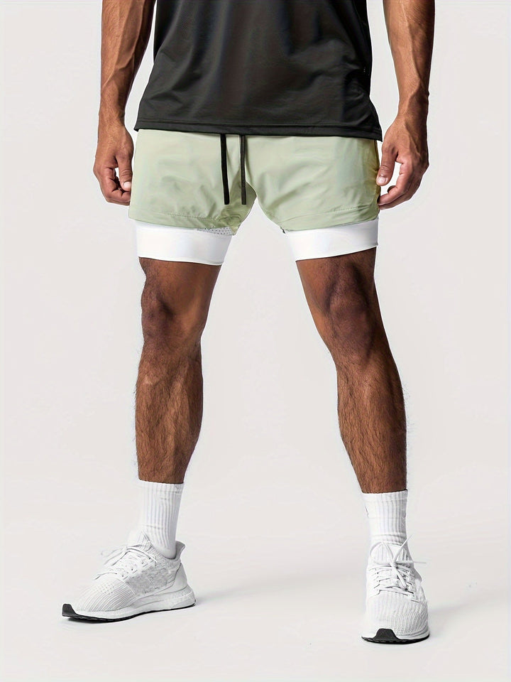 Men's Montarello 2-in-1 Sports Shorts with Compression Liner and Zipper Pocket