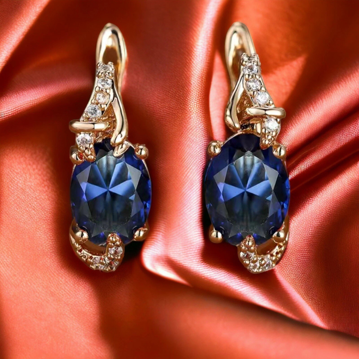 Wynne Midnight Drop Earrings Gold, view 2 - Elena Harper