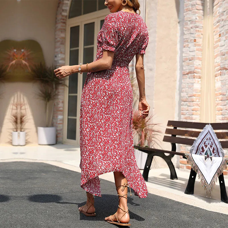 Scarlett - Midi dress with buttons and floral print