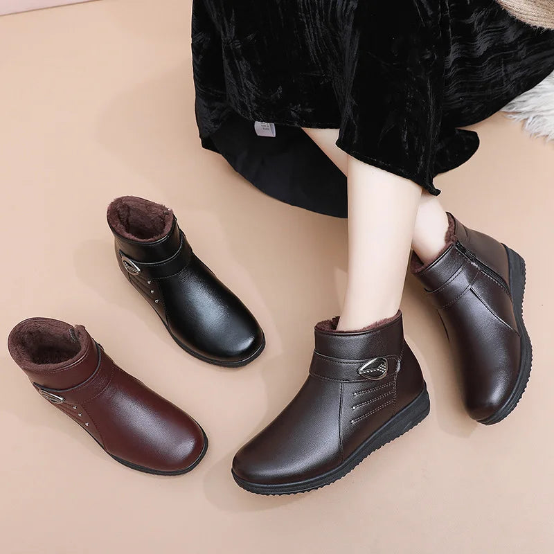 Petruta Warm Suede Ankle Boots, view 8 - Elena Harper